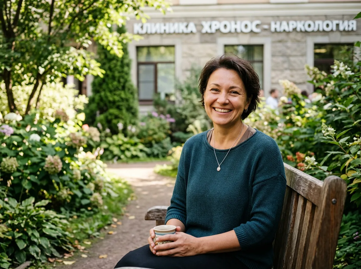Аватар женщины Карина, довольная клиентка наркологической клиники, улыбается